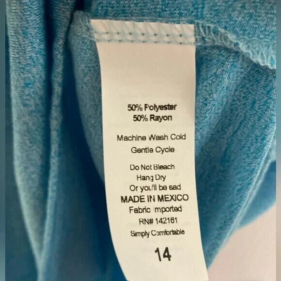 Girls tunic top high low hem sz 14 solid heather blue LuLaRoe Gracie basiccore - Picture 4 of 6